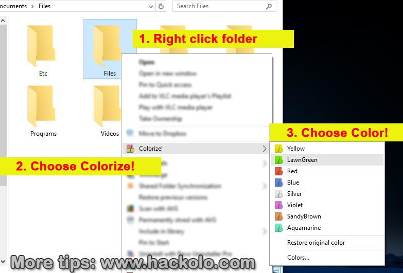 Schimbați trucul de culoare al folderului