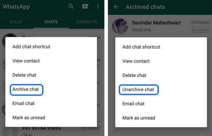 Función Archivar chats importantes - Whatsapp