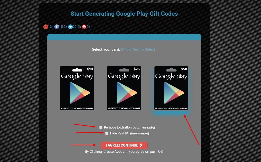 Obtenez des codes cadeaux Google Play fonctionnels