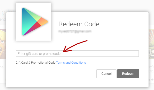 Redeem Google Play Gift Card