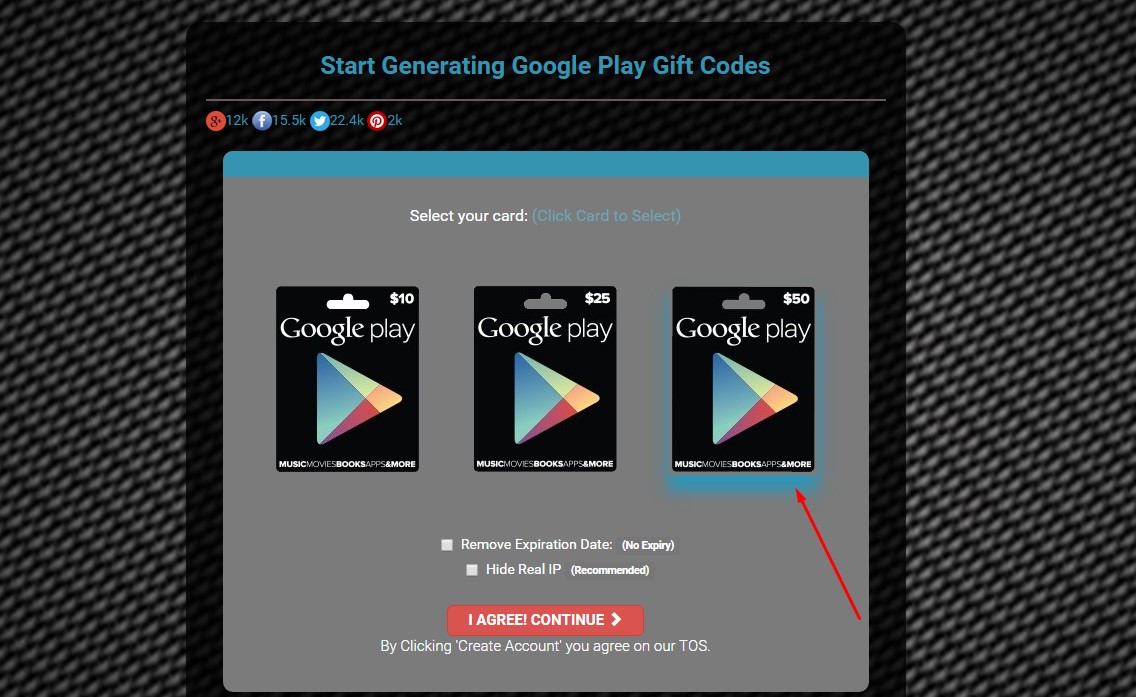 Obțineți cod cadou Google Play