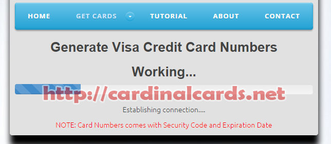 Generați un card de credit VISA de lucru