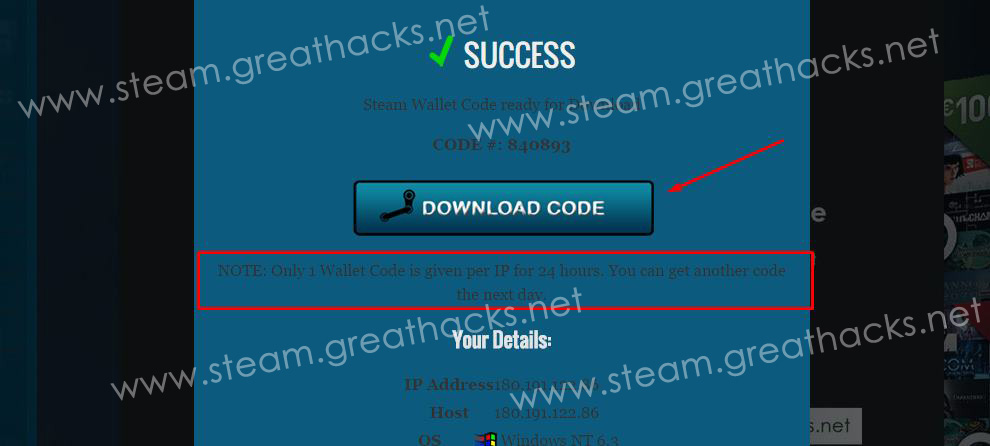 Success Get Your Steam Wallet Code