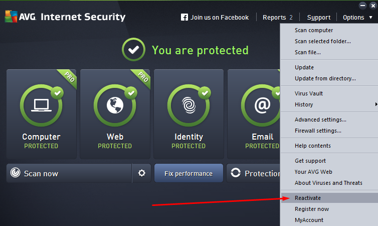 Activer AVG Internet Security