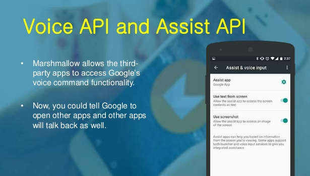 Nouvelle API vocale et API d'assistance - Android Marshmallow