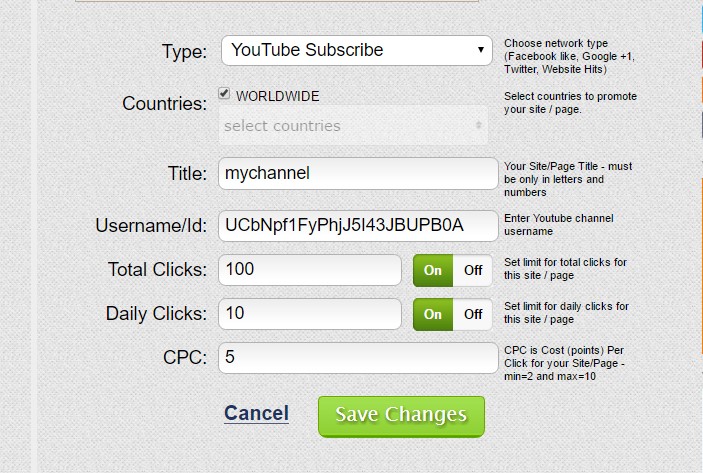 Kostenloses Youtube Channel Sub Setup