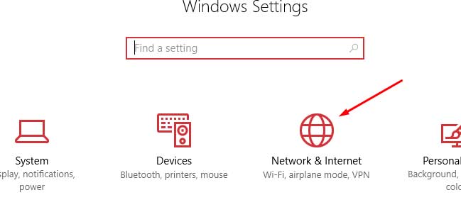 Click on the Network and Internet