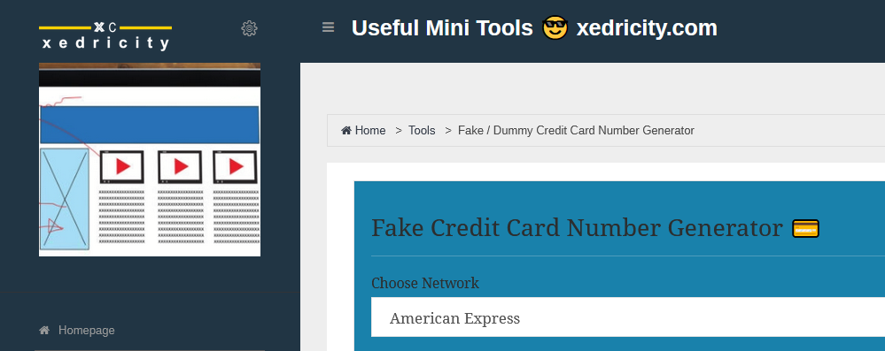 générateur de carte de crédit valide xedricity.com