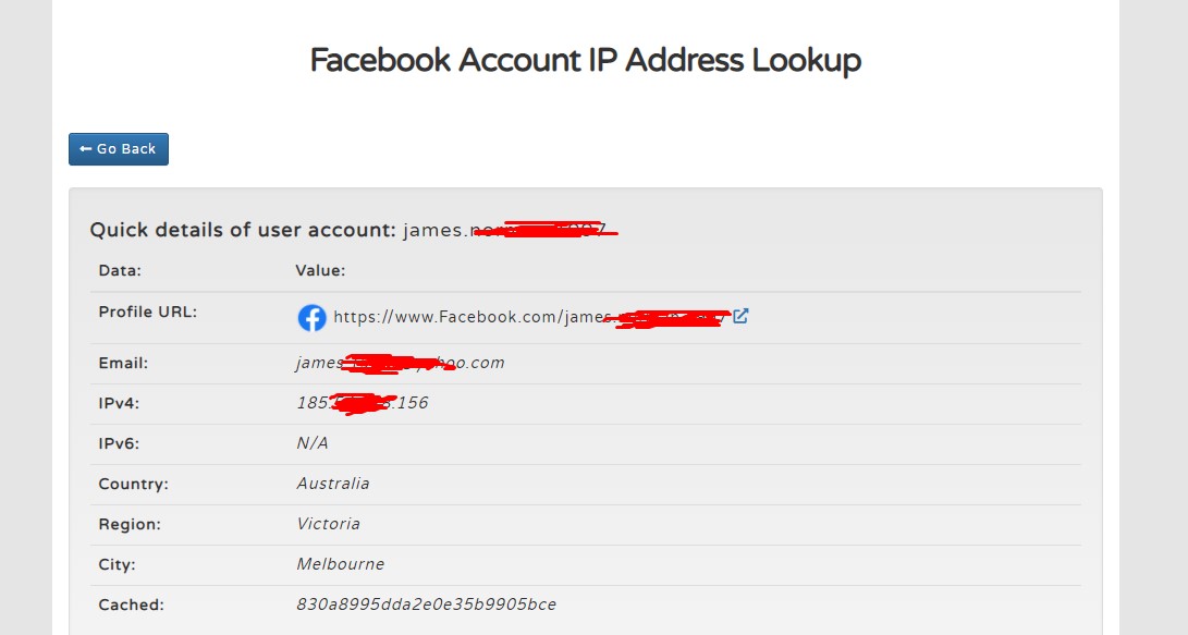 track facebook ip address