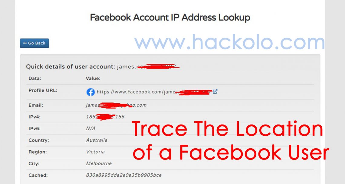 tracking ip address activity facebook user