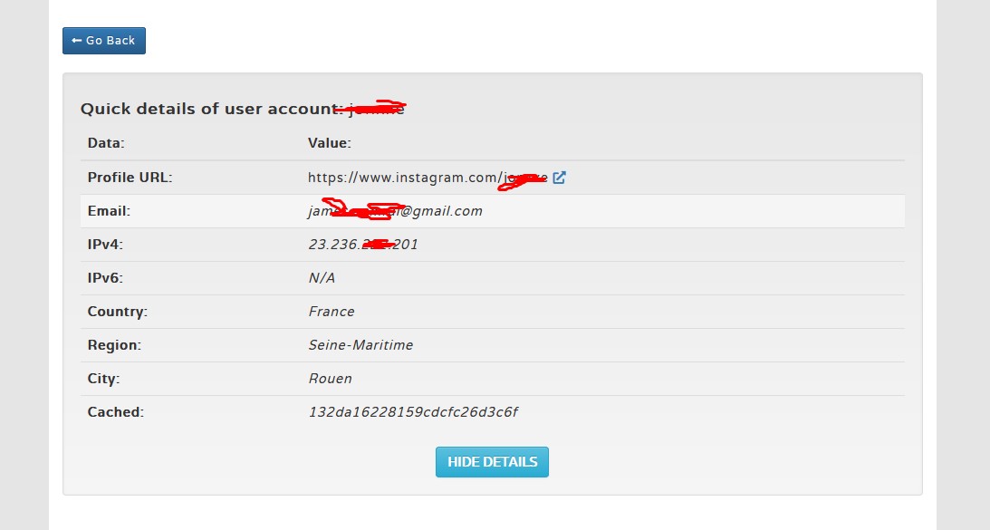 Instagram Account IP Address Lookup