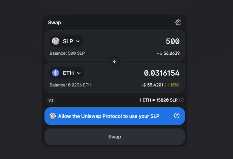 Convert SLP to ETH